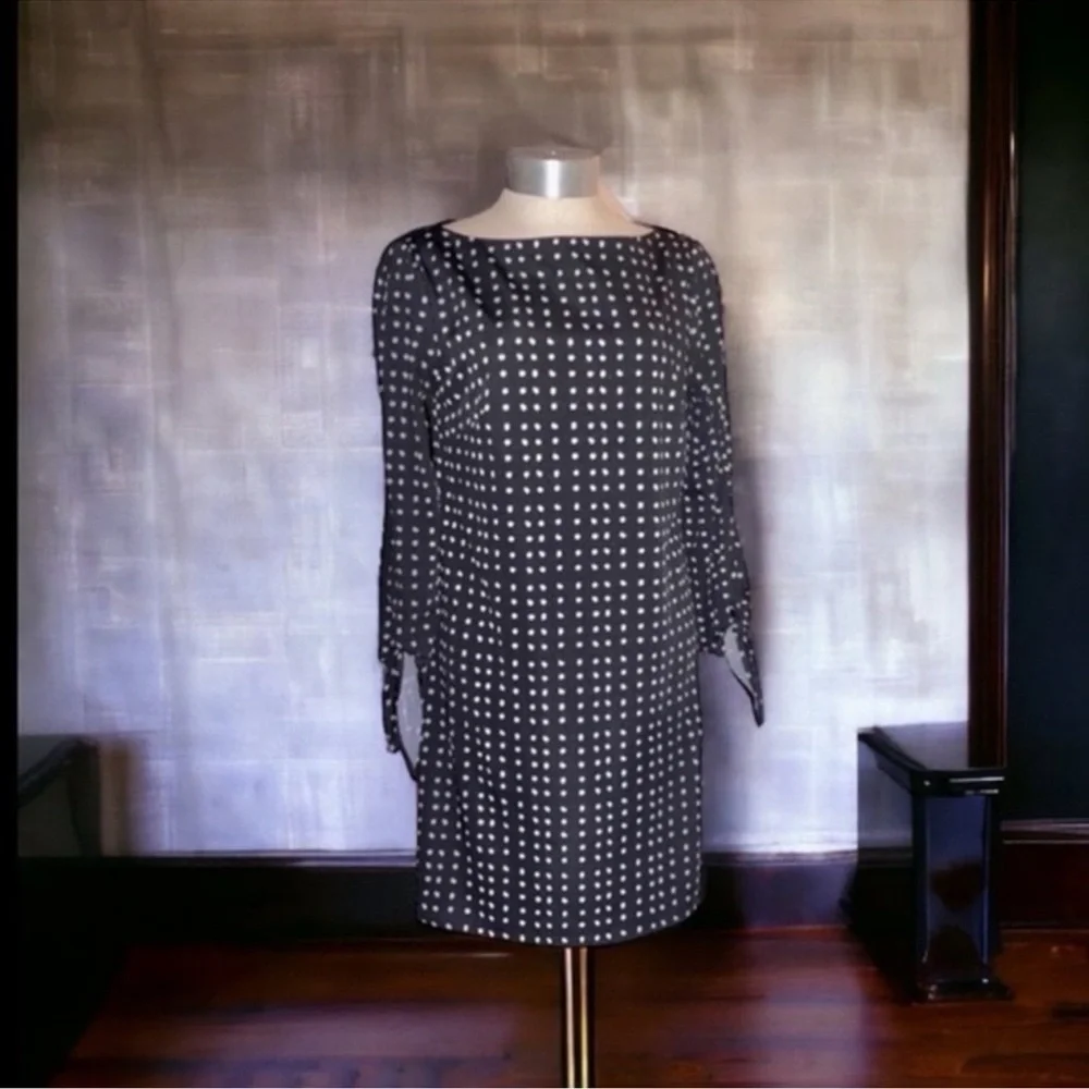 TAHARI ASL Dress Black & White Polka Dot Shift Chic Versatile Women’s Size 4 - Picture 3 of 16